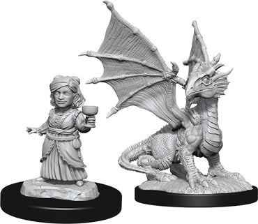 D&D: Nolzur's Marvelous Miniatures - Silver Dragon Wyrmling & Female Halfling (ONLINE ORDER ONLY)