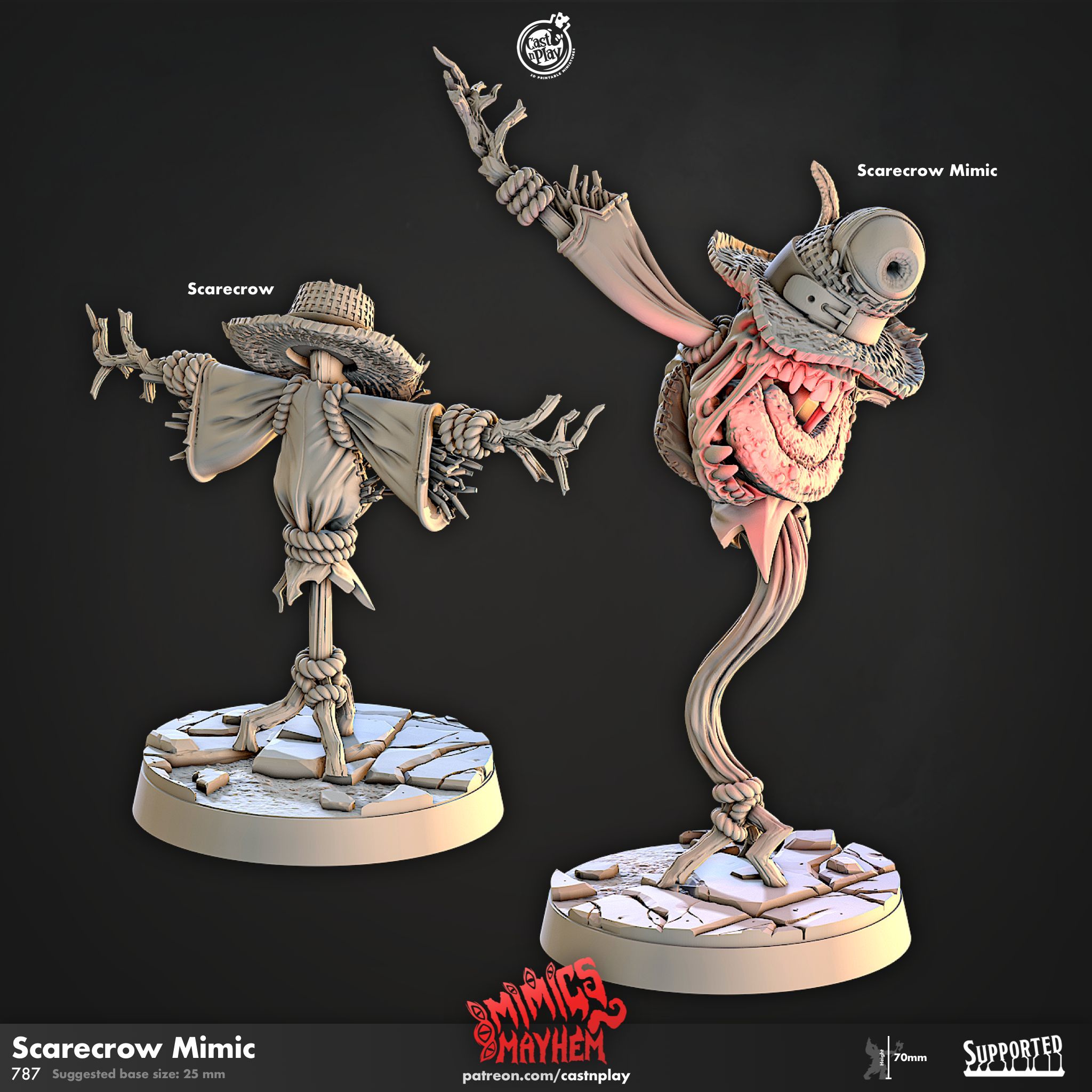 3D Printed Cast n Play Scarecrow Mimic Mimics Mayhem Set 28mm 32mm D&D (Online Only)