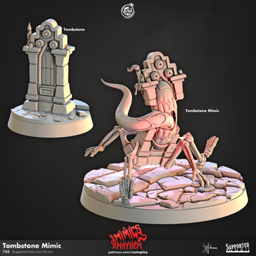 3D Printed Cast n Play Tombstone Mimic Mimics Mayhem Set 28mm 32mm D&D (Online Only)