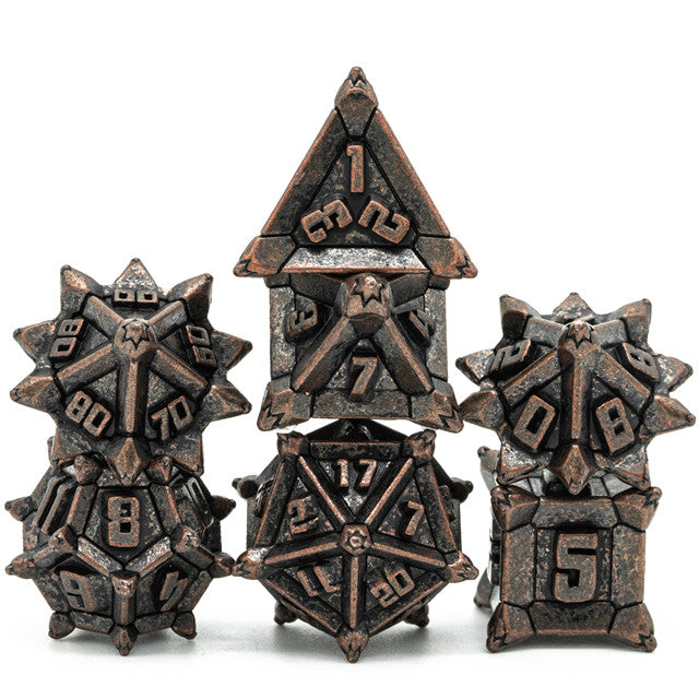 Ancient Copper Pinwheel Strengthened Metal 7-Dice Set | Metal DND Dice (Online Only)