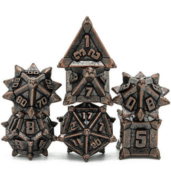 Ancient Copper Pinwheel Strengthened Metal 7-Dice Set | Metal DND Dice (Online Only)