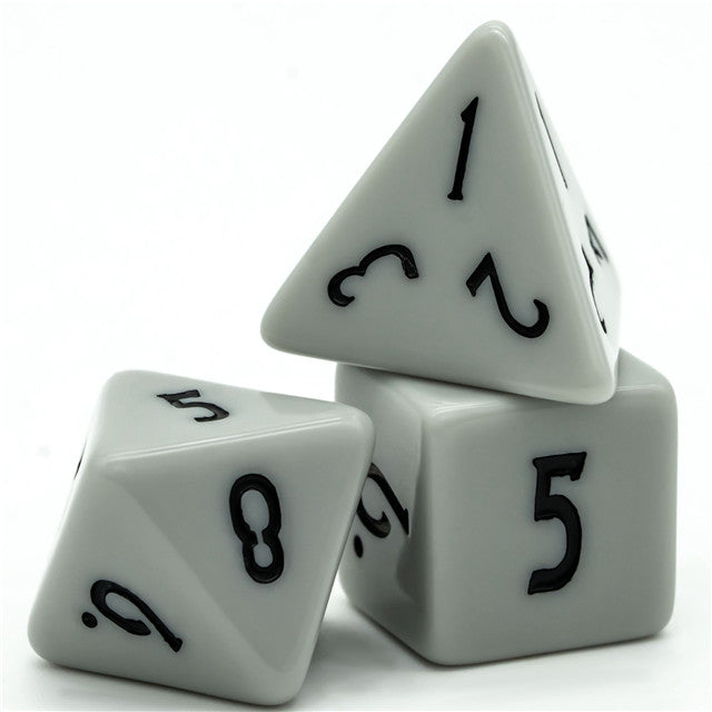Dark Grey Homage 7-Dice Set w/Black Numbers Minimalist (Online Only)
