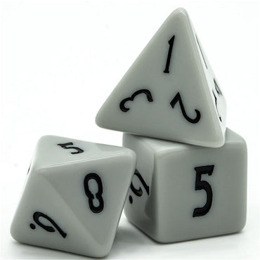 Dark Grey Homage 7-Dice Set w/Black Numbers Minimalist (Online Only)