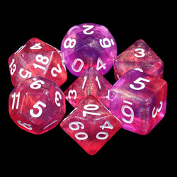 Carbon Stars Pink/Purple Glitter 7-Dice Set by HendgaDice (Online Only)