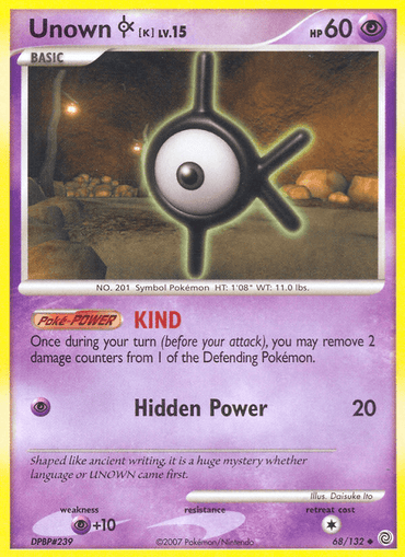 Unown K (68/132) [Diamond & Pearl: Secret Wonders] (Online Only)