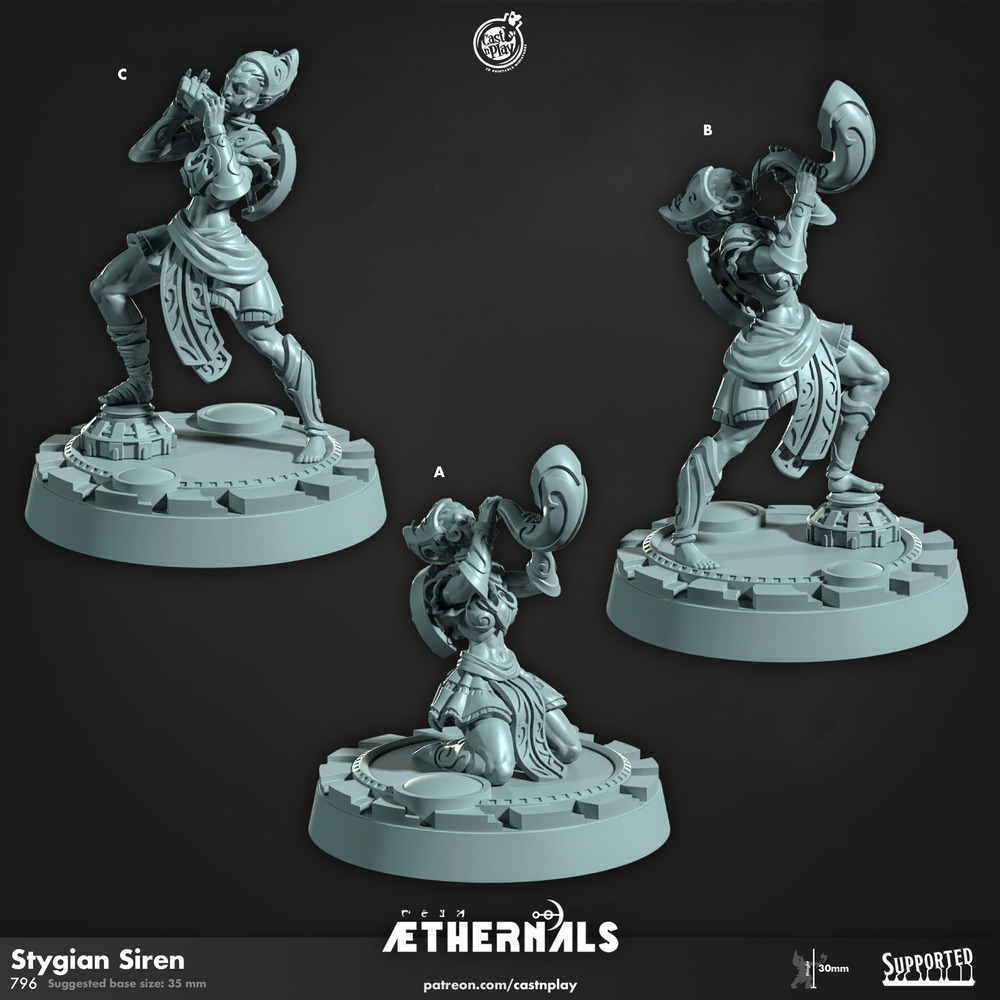 3D Printed Cast n Play Stygian Siren Aethernals Collection 28mm 32mm D&D (Online Only)