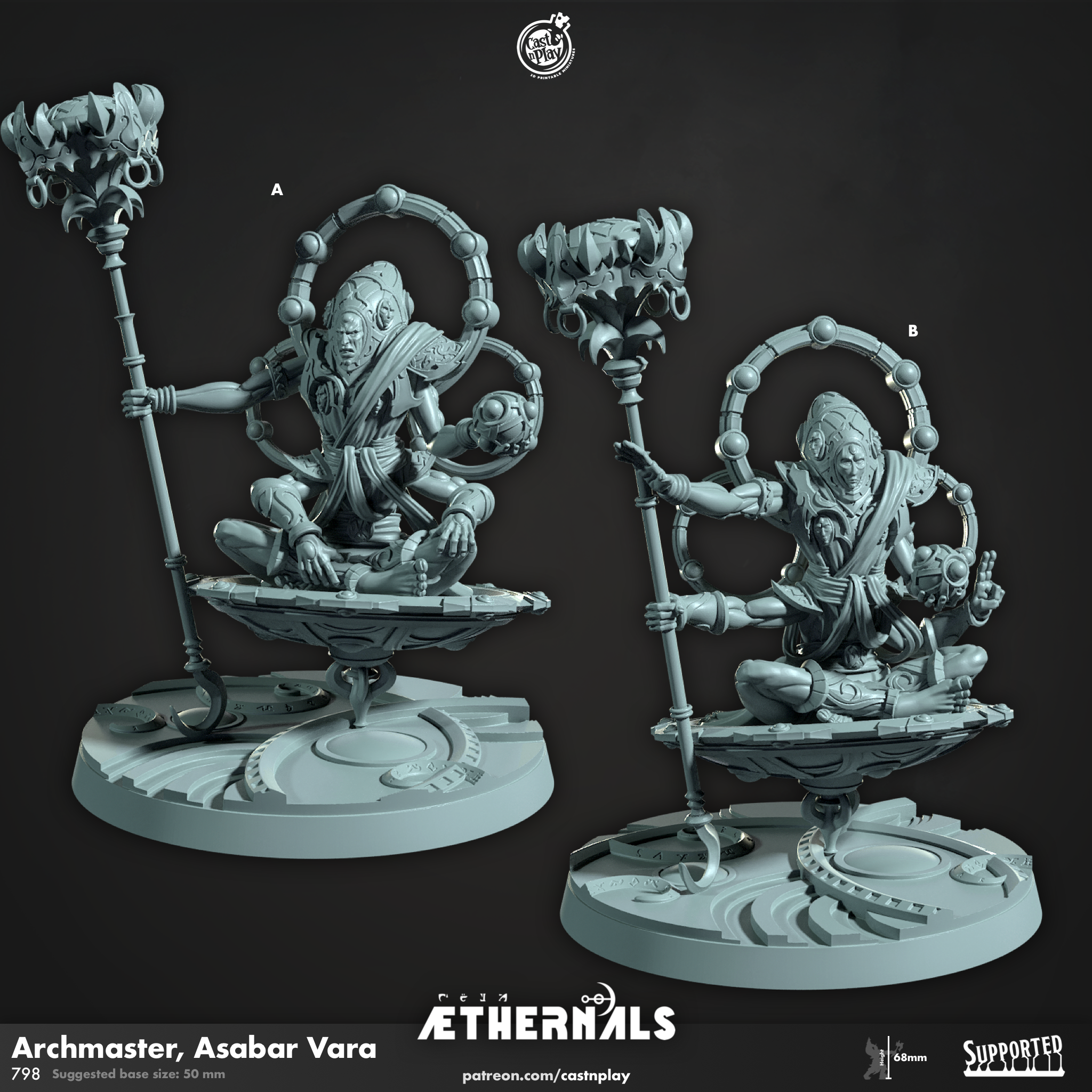 3D Printed Cast n Play Archmaster Asabar Vara Aethernals Collection 28mm 32mm D&D (Online Only)