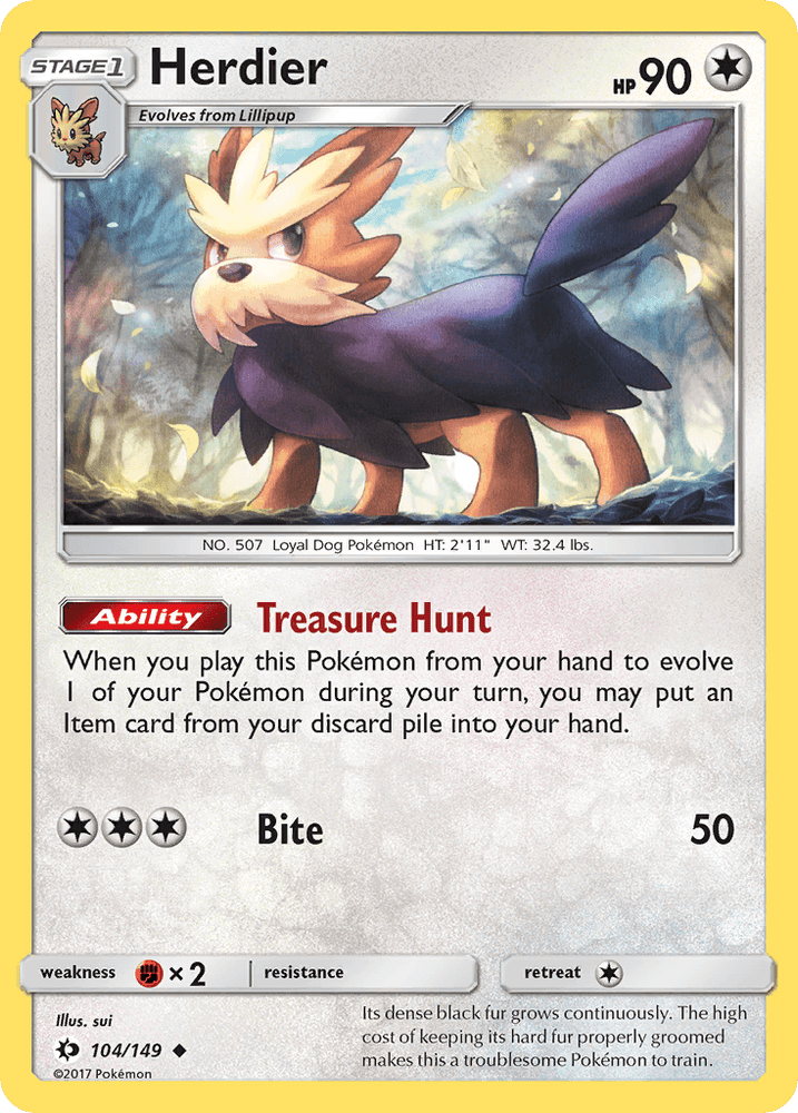 Herdier (104/149) [Sun & Moon: Base Set] (Online Only)