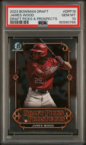 Graded 2023 Topps Bowman Draft James Wood #DPP16 Draft Picks & Prospects Rookie RC Baseball Card PSA 10 Gem Mint (ONLINE ORDER ONLY)