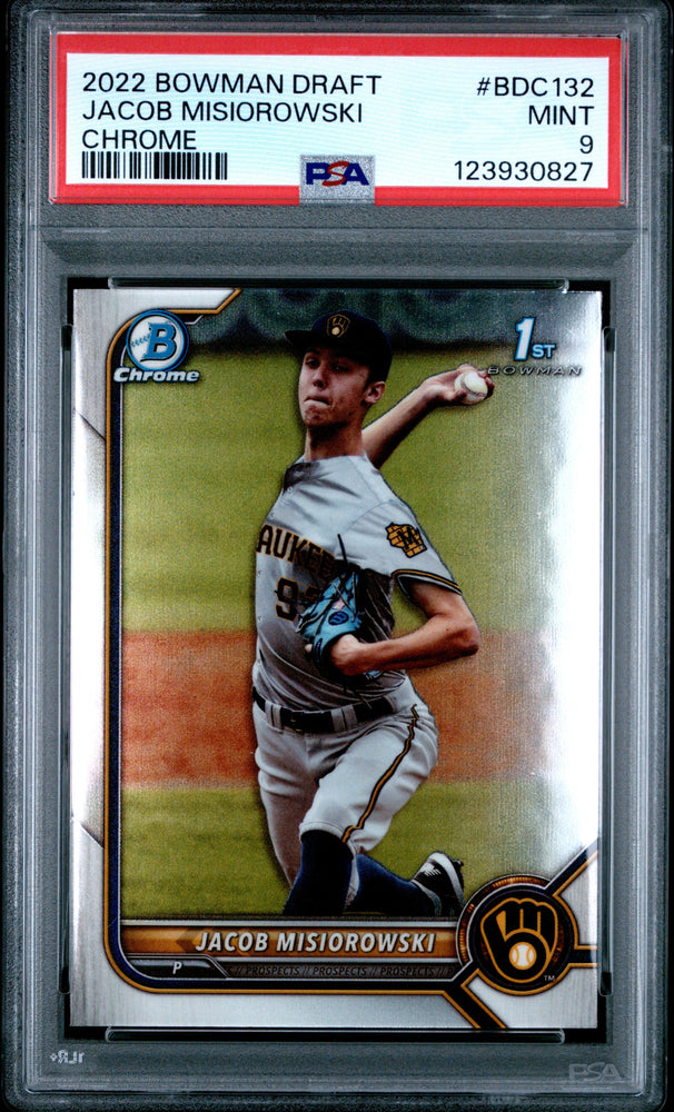 Graded 2022 Topps Bowman Draft Jacob Misiorowski #BDC132 Chrome Rookie RC Baseball Card PSA 9 Mint (ONLINE ORDER ONLY)