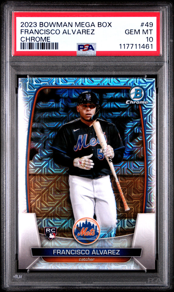 Graded 2023 Topps Bowman Mega Box Francisco Alvarez #49 Chrome Rookie RC Baseball Card PSA 10 Gem Mint (ONLINE ORDER ONLY)