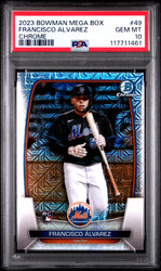 Graded 2023 Topps Bowman Mega Box Francisco Alvarez #49 Chrome Rookie RC Baseball Card PSA 10 Gem Mint (ONLINE ORDER ONLY)
