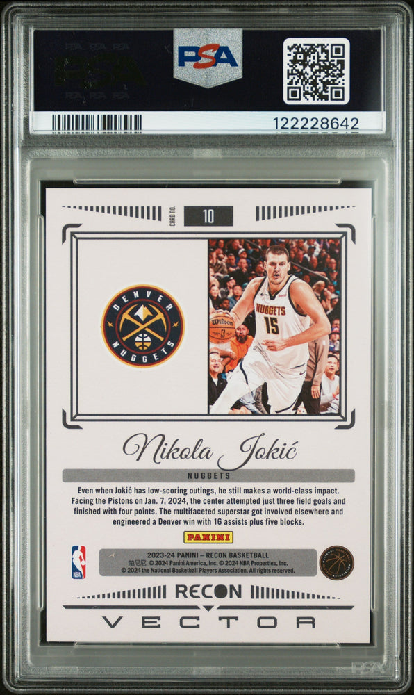 Graded 2023 Panini Recon Nikola Jokic #10 Vector Basketball Card PSA 8 Near Mint (ONLINE ORDER ONLY)