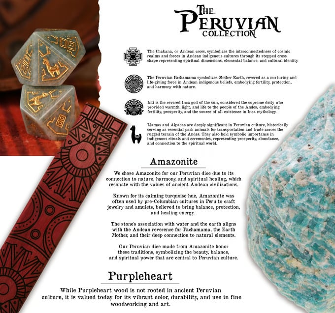 Peruvian Amazonite Stone Dice Set - Dice Around the World Collection (ONLINE ORDER ONLY)