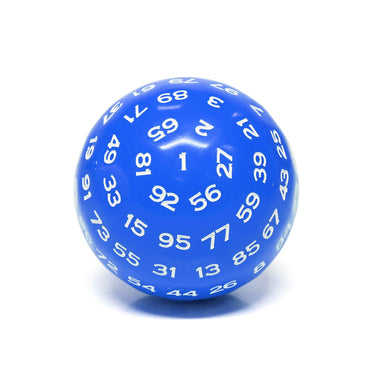 "Blue" Single 100 Sided Polyhedral Dice (D100) | Solid Blue Color (45mm) White (Online Only)
