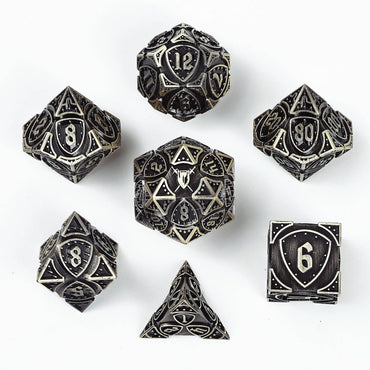 Solid Metal Fighter Class RPG Dice Set - Ancient Bronze (ONLINE ORDER ONLY)