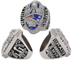 New England Patriots Super Bowl Championship Ring & Trophy Set– 2002, 2004, 2005, 2015, 2017 & 2019
