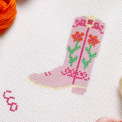 Cotswold Co Designs - Hand Painted Pink Cowgirl Boot 3” Needlepoint Canvas 13 Mesh (ONLINE ORDER ONLY)