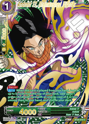 Android 17, Brainwashed Fighter (Gold-Stamped) (BT20-072) [Power Absorbed] (ONLINE ORDER ONLY)