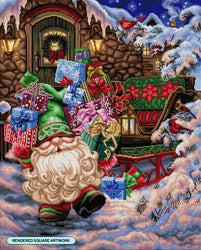 Diamond Art Club – Filling the Sleigh Christmas Elf Diamond Painting (Square Drill, 25.6" x 31.9") (ONLINE ORDER ONLY)