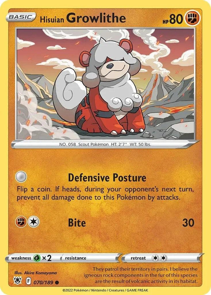 Hisuian Growlithe (070/189) (Theme Deck Exclusive) [Sword & Shield: Astral Radiance] (Online Only)