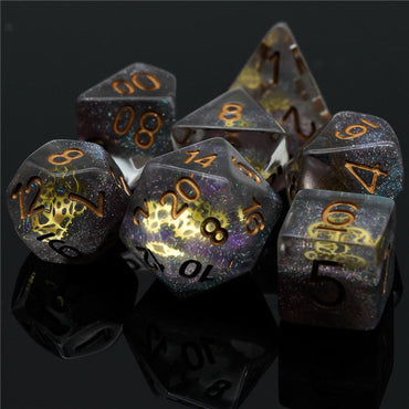 Glitter Mini Gearwheel Dice 7-Dice Dungeons and Dragons RPG (Online Only)