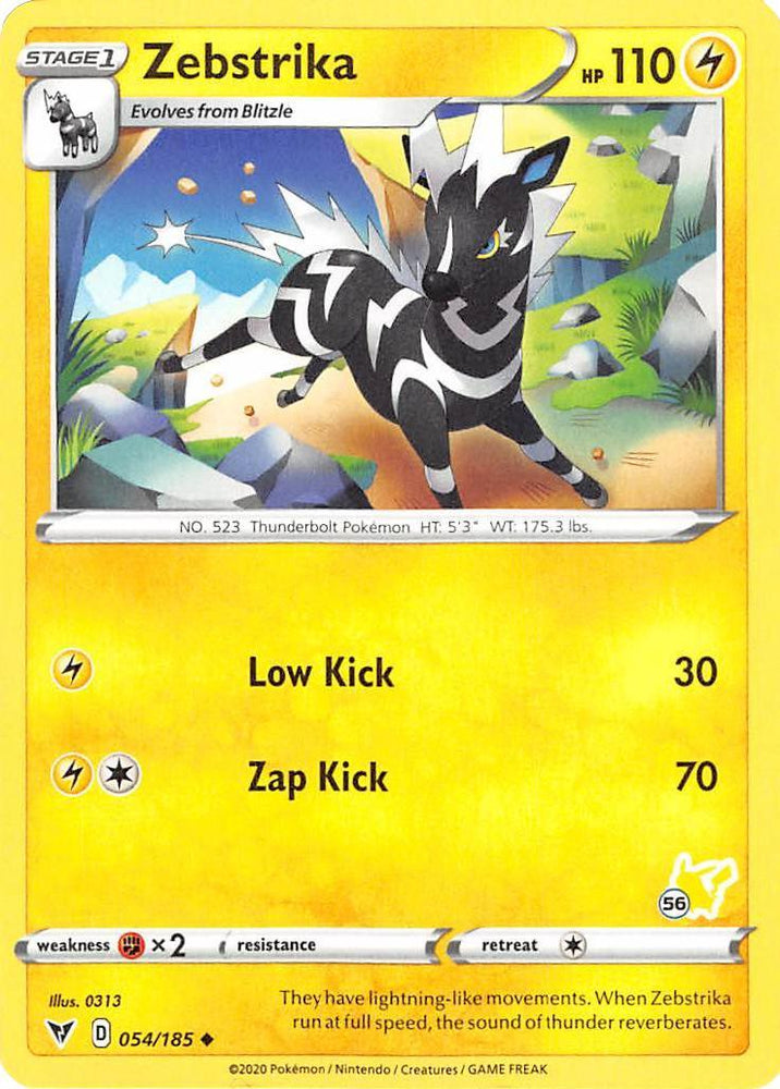 Zebstrika (054/185) (Pikachu Stamp #56) [Battle Academy 2022] (Online Only)