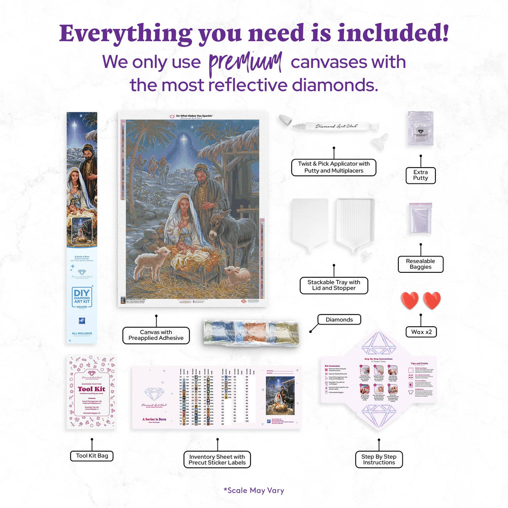 Diamond Art Club – A Savior is Born Nativity Diamond Painting (Square Drill, 25.6" x 34.3") (ONLINE ORDER ONLY)