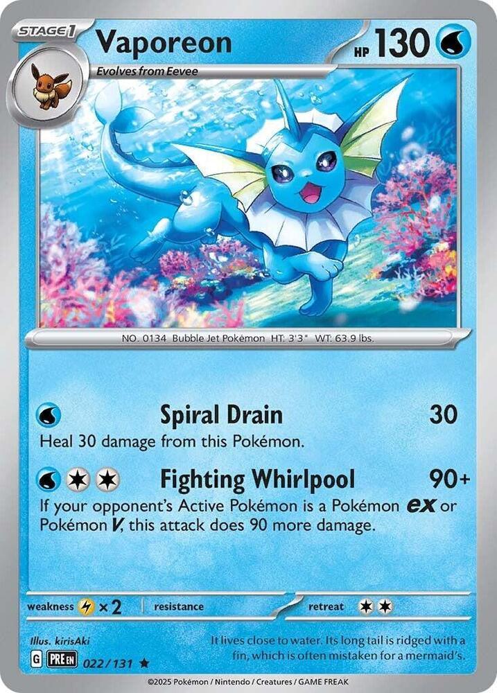 Vaporeon (022/131) [Scarlet & Violet: Prismatic Evolutions] (Online Only)
