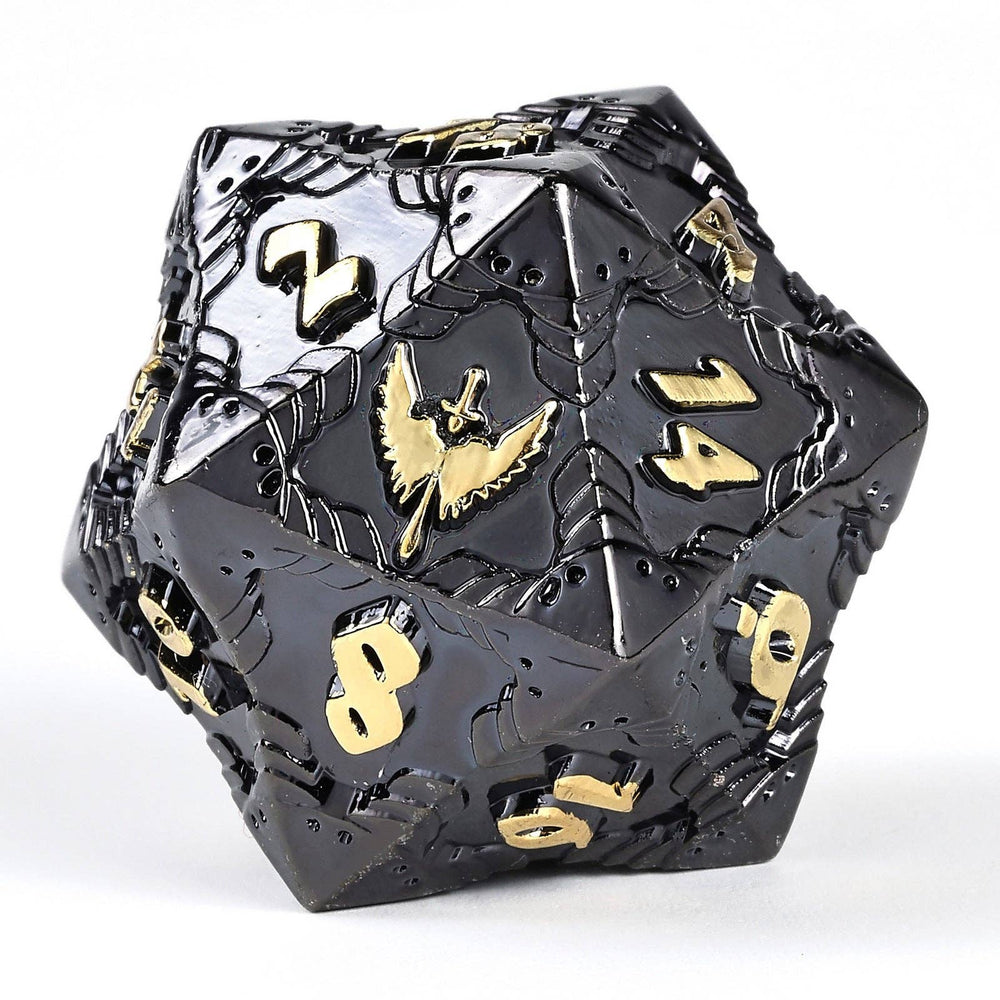 Solid Metal Paladin Class RPG Dice Set - Gunmetal w/ Gold (ONLINE ORDER ONLY)