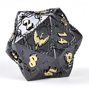 Solid Metal Paladin Class RPG Dice Set - Gunmetal w/ Gold (ONLINE ORDER ONLY)