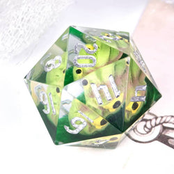 Green Beholder 22mm D20 DND Roll a D20 Dice Handmade Sharp Resin (Online Only)