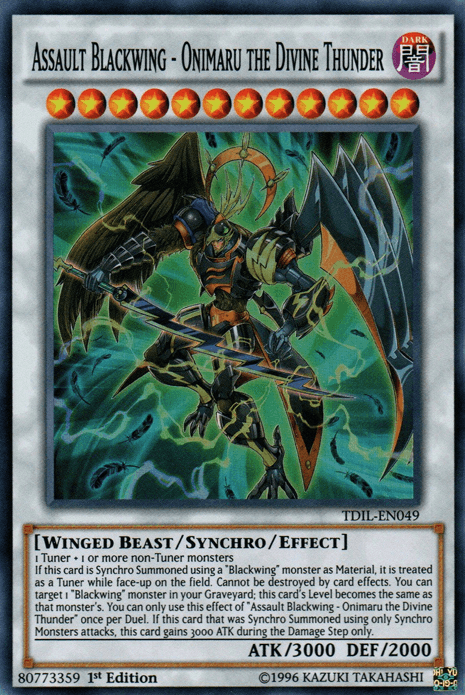 Assault Blackwing - Onimaru the Divine Thunder [TDIL-EN049] Super Rare (ONLINE ORDER ONLY)