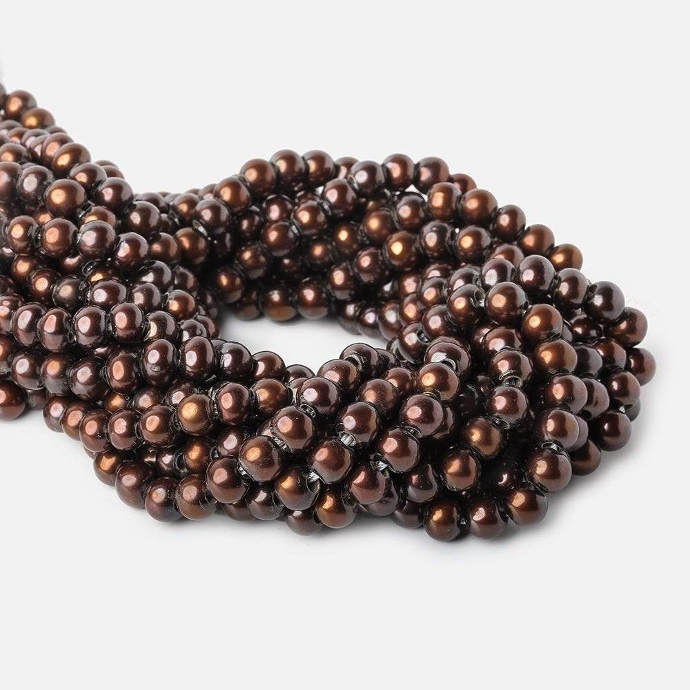 7mm - 8mm Chocolate Off Round Large Hole Pearls 2.5mm inside diameter, 15 inch, 30 pieces (ONLINE ORDER ONLY)
