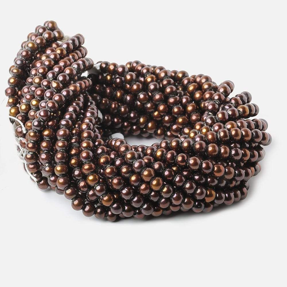 7mm - 8mm Milk Chocolate Large Hole Off Round Pearl 2.5mm drill hole, 15 inch, 64 pieces (ONLINE ORDER ONLY)