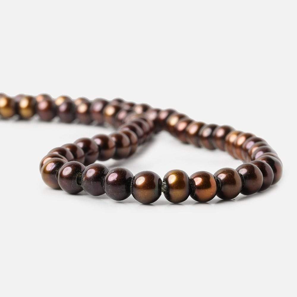 7mm - 8mm Milk Chocolate Large Hole Off Round Pearl 2.5mm drill hole, 15 inch, 64 pieces (ONLINE ORDER ONLY)