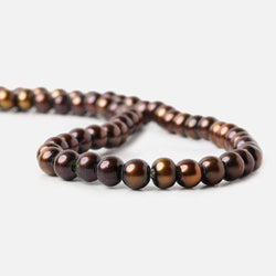 7mm - 8mm Milk Chocolate Large Hole Off Round Pearl 2.5mm drill hole, 15 inch, 64 pieces (ONLINE ORDER ONLY)