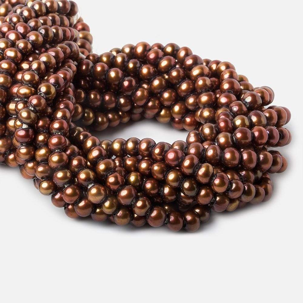 7mm - 8mm Nutmeg Brown Large Hole Off Round Pearl 2.5mm drill hole, 15 inch, 64 pieces (ONLINE ORDER ONLY)