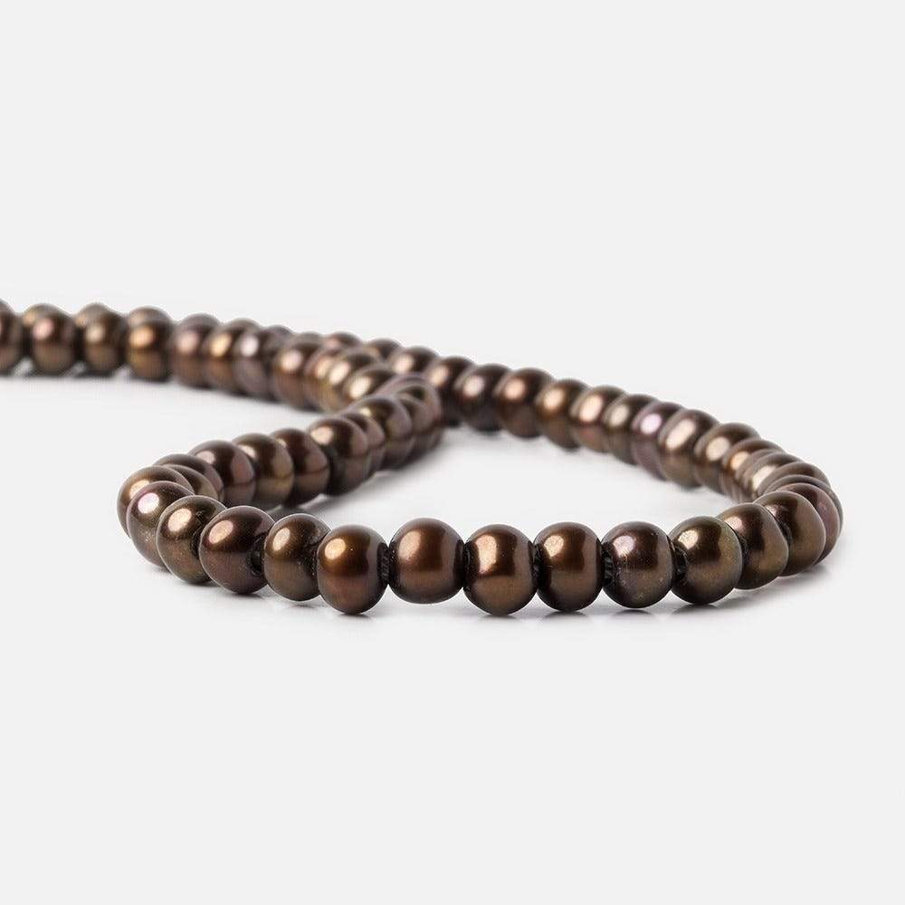 7mm - 8mm Pecan Brown Large Hole Off Round Pearl 2.5mm drill hole, 15 inch, 64 pieces (ONLINE ORDER ONLY)