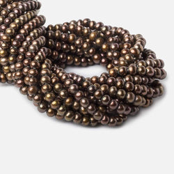 7mm - 8mm Pecan Brown Large Hole Off Round Pearl 2.5mm drill hole, 15 inch, 64 pieces (ONLINE ORDER ONLY)