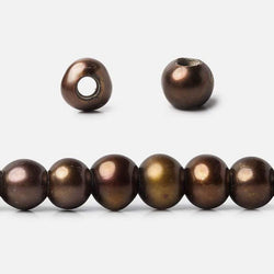 7mm - 8mm Pecan Brown Large Hole Off Round Pearl 2.5mm drill hole, 15 inch, 64 pieces (ONLINE ORDER ONLY)