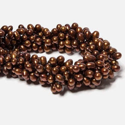 7x5-9x6mm Bronze Top Drilled Oval Freshwater Pearls 15 inch 75 pieces (ONLINE ORDER ONLY)