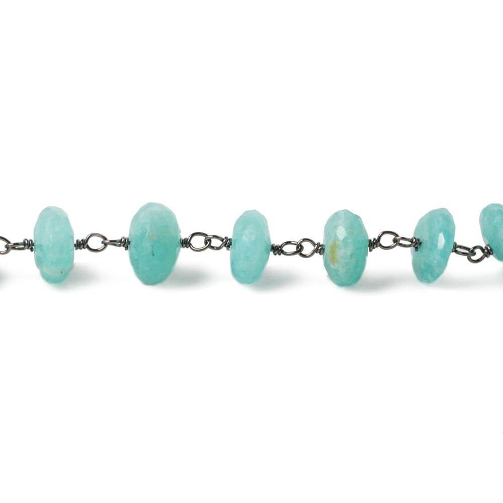 7mm Amazonite faceted rondelle Oxidized .925 Silver Chain by the foot 35 pieces (ONLINE ORDER ONLY)