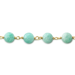 7mm Amazonite plain coin Vermeil Chain by the foot (ONLINE ORDER ONLY)