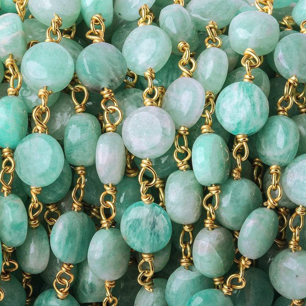 7mm Amazonite plain coin Vermeil Chain by the foot (ONLINE ORDER ONLY)