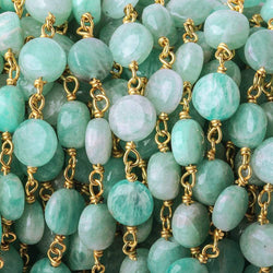 7mm Amazonite plain coin Vermeil Chain by the foot (ONLINE ORDER ONLY)