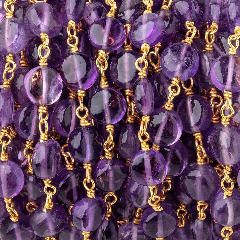 7mm Amethyst Plain Coin Beads on Vermeil Chain (ONLINE ORDER ONLY)