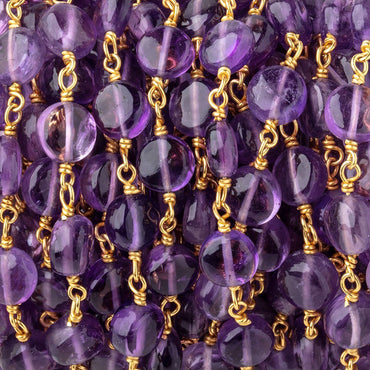 7mm Amethyst Plain Coin Beads on Vermeil Chain (ONLINE ORDER ONLY)