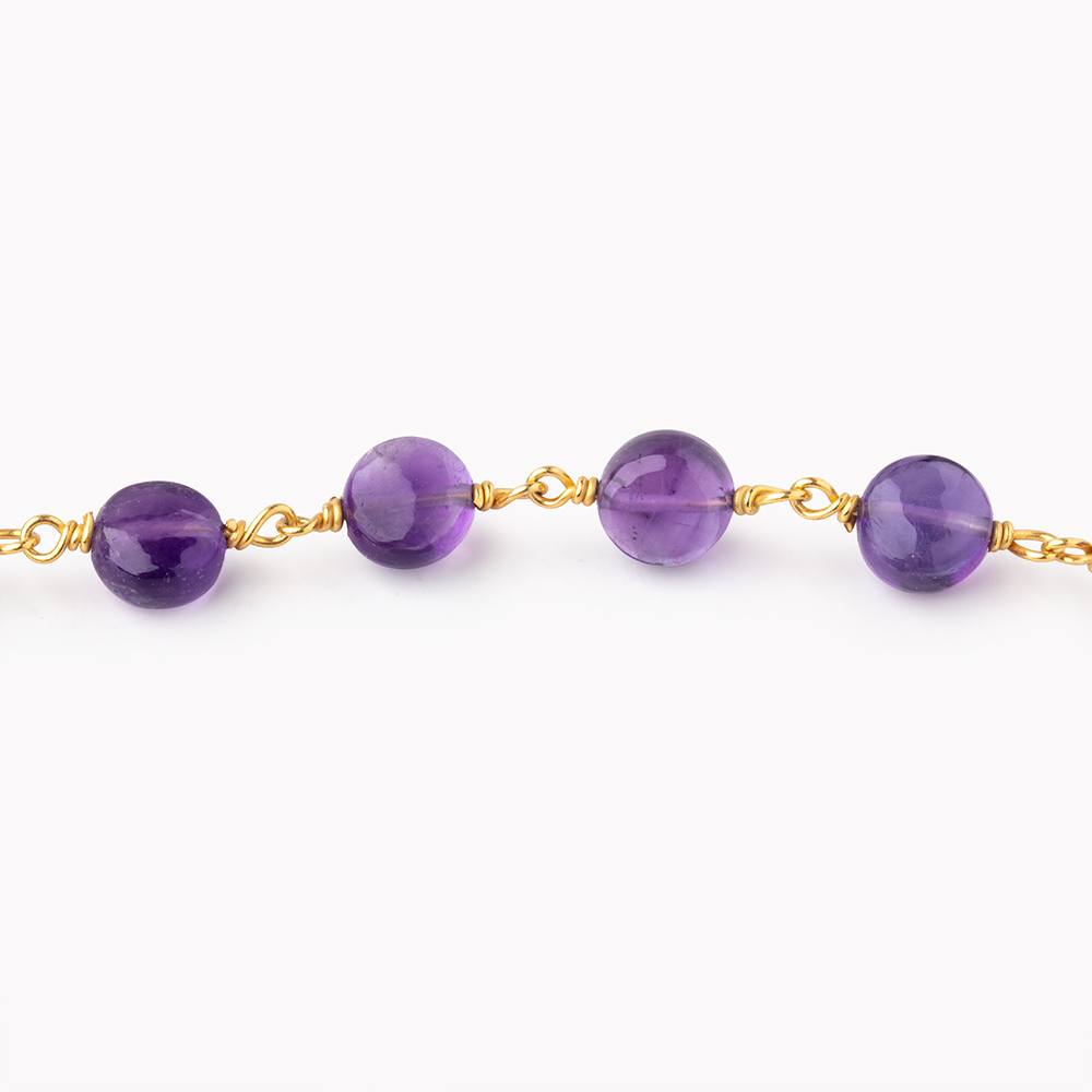 7mm Amethyst Plain Coin Beads on Vermeil Chain (ONLINE ORDER ONLY)