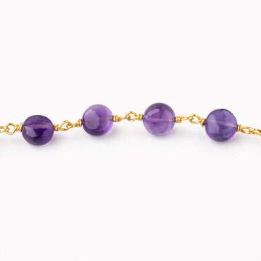 7mm Amethyst Plain Coin Beads on Vermeil Chain (ONLINE ORDER ONLY)